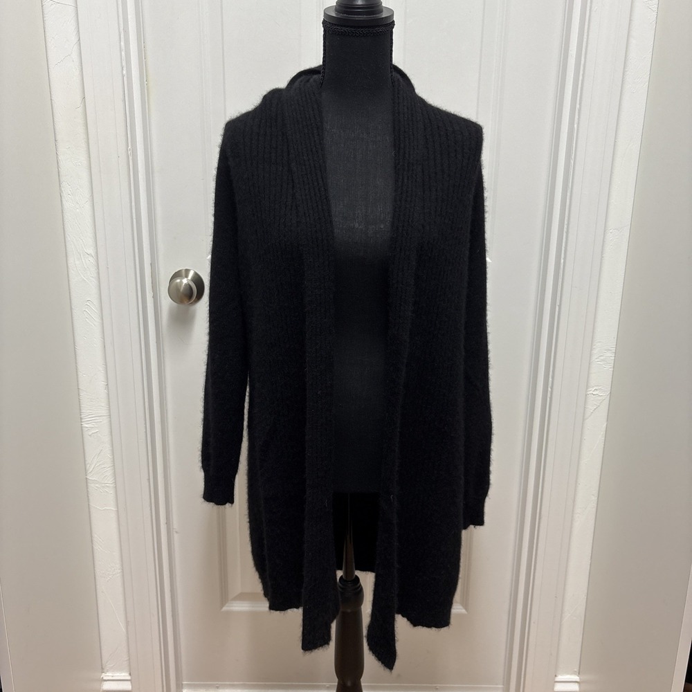 CYNTHIA ROWLEY‎ Black Long CASHMERE Cardigan Sweater - Size Small
